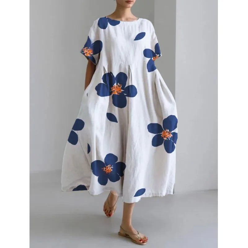Dress "Élise" - White/Blue