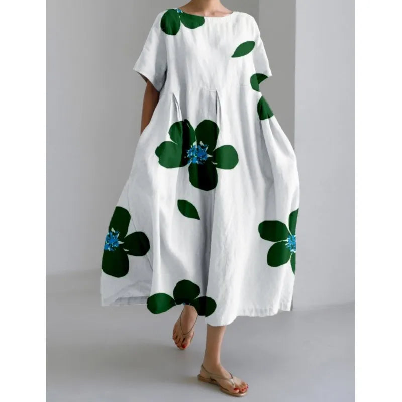 Dress "Élise" - White/Mughal Green